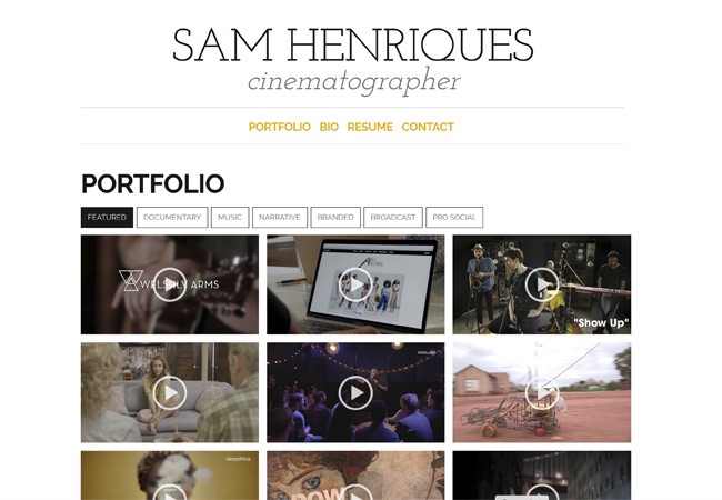cinematographer website reel